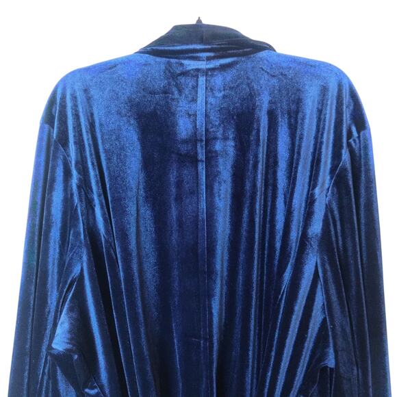 Modcloth Blue Velvet Evening Smoking Jacket Wide Leg Pant Suit 3X 4X Loungewear - Picture 6 of 13